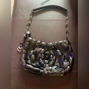 Brighton Black and Silver Floral Shoulder Bag